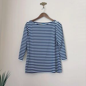 J. McLaughlin Wavesong Striped Button Accent Top Large